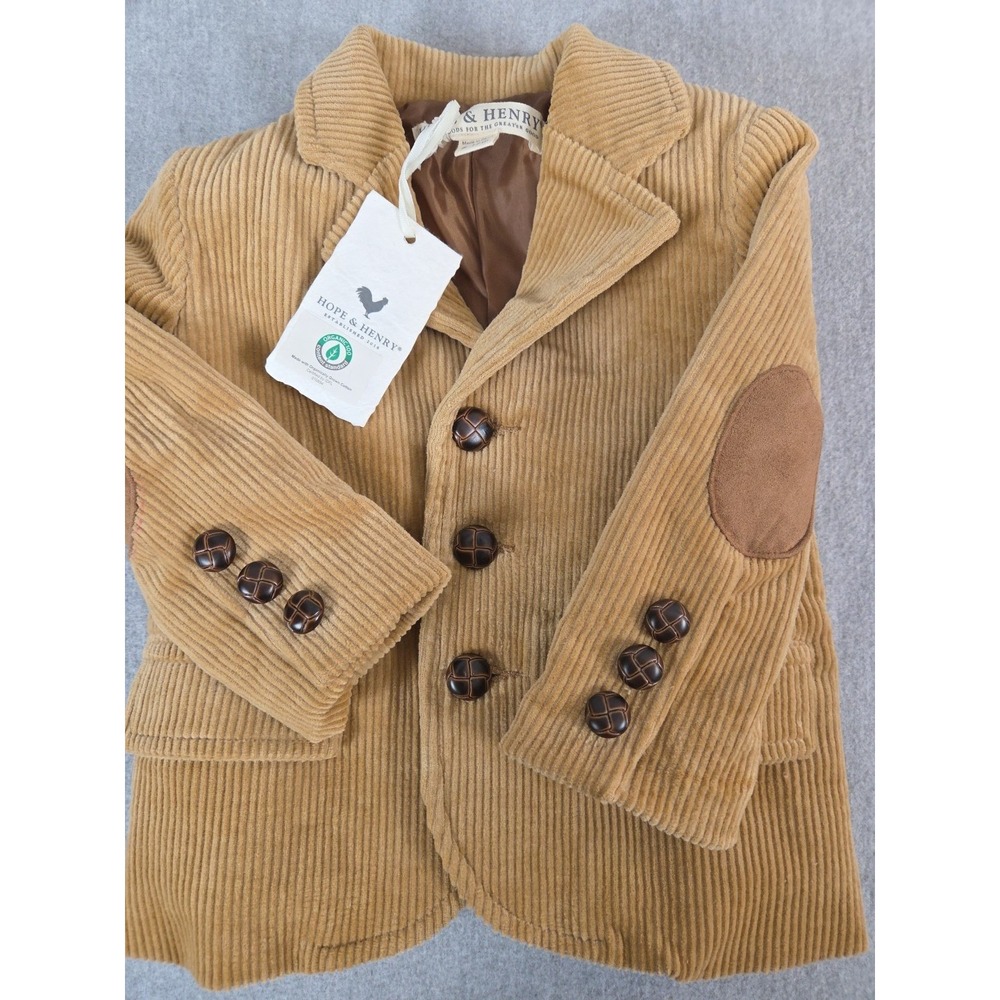 HOPE & HENRY Boys 6-12 Mos Corduroy Blazer Holiday Elbow Patches Organic NEW